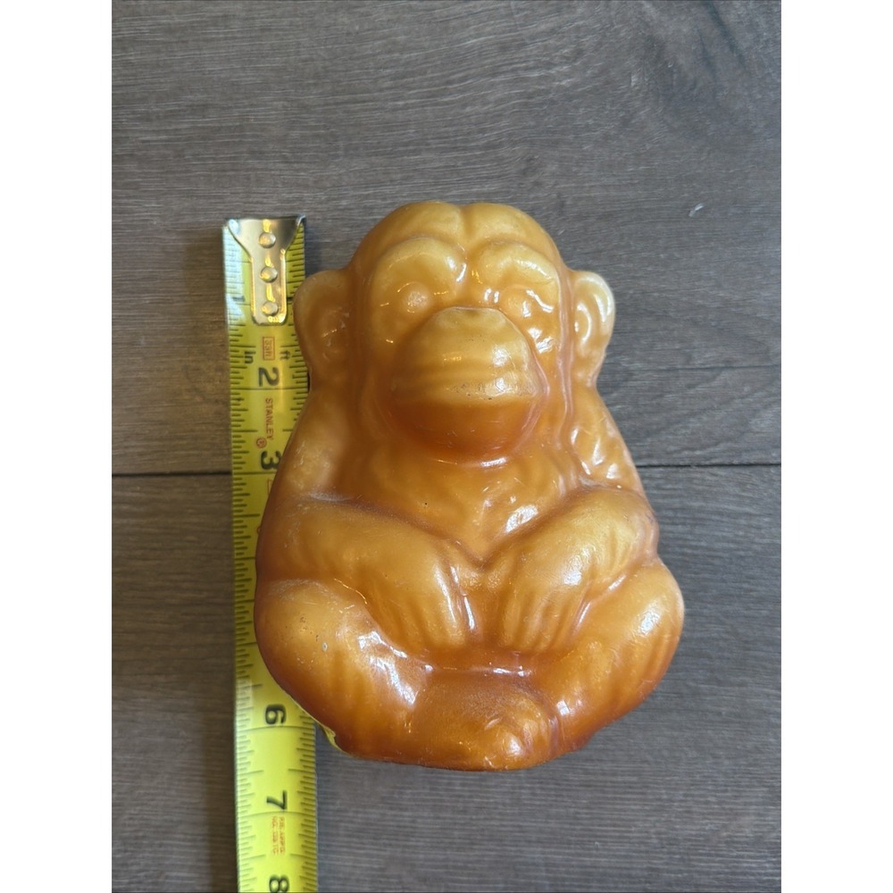 Vintage Chimpanzee Brown Molded Wax Candle Seated Sitting Great Ape Unused MCM